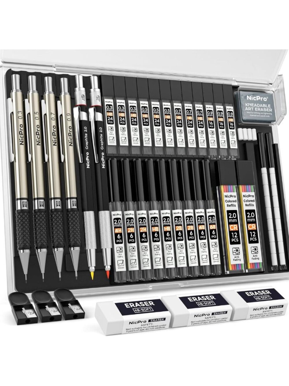 37PCS Art Mechanical Pencil Set & 4 Metal Drafting Pencils - Perfect for